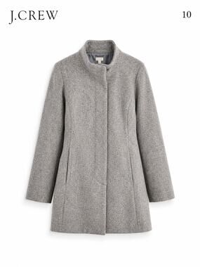 J.Crew Wool Blend Coat Size 10 Gray Zip Front Funnel Neck Jacket